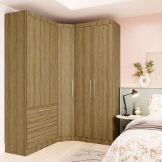 Imagem de Guarda Roupa Modulado Diagonal 3 pçs Com 5 Pts E 4 Gavetas Paris Móveis Avelã Pf Com Avelã Pf