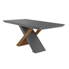 Imagem de Mesa para Cozinha Imperatriz + Tampo Madeirado Reto 180x90cm Grafite/Imbuia - Rufato