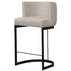 Imagem de Banqueta Estofada Emily Base Preto Veludo Bege - Montanaris Decor