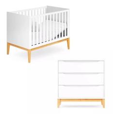 Imagem de Quarto De Bebê Retrô Berço E Cômoda Amor Perfeito Cor Branco - Divicar