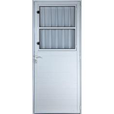 Imagem de Porta De Alumínio Lambril Postigo Direita Vidro Branca