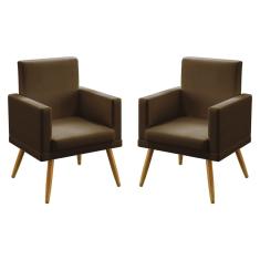Imagem de Kit 2 Poltronas Decorativas Vega Com Rodapé Sued Marrom Aradecor