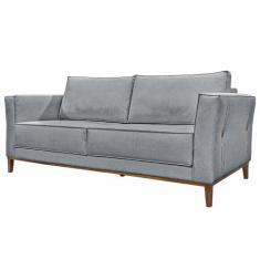 Imagem de Sofá Decorativo 3 Lugares 230cm Pés em Madeira Tarantino Linho Cinza G63 - Gran Belo