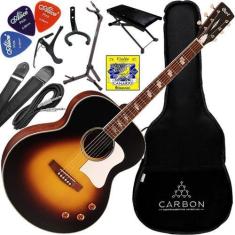 Imagem de Kit Violão Eletroacústico Jumbo Cort Cj Retro Vsm Pré Fishma