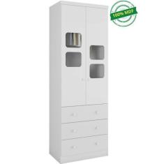 Imagem de Guarda Roupa Infantil Uli 2 Portas 3 Gavetas Branco Brilho Carvalho Mó