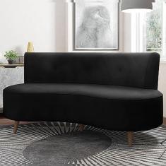 Imagem de Sofá Living 2 Lugares 135cm Aang Pés Palito Veludo Preto G33 - Gran Belo