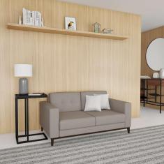 Imagem de Sofá 2 Lugares Leave Pés e Base em Madeira Linho Cotton Cru