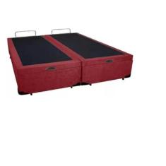 Imagem de Cama Box Baú Queen Bipartido Blindado Suede Vermelho Com Pistão A Gás