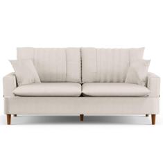 Imagem de Sofá Living 3 Lugares 200cm com Almofadas Veras D05 Linho Cru - Mpozenato