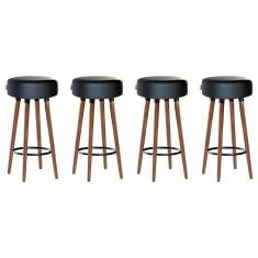 Imagem de Kit 4 Banquetas Alta Pés Palito Roma Preto 70cm