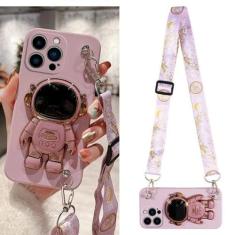Imagem de Crossbody Lanyard Astronaut Bracket Phone Holder Case para iphone 14 13 12 11 15 Pro XS Max Mini XR X 8 7 6 6S Plus SE 2020 Capa, roxa, para iPhone SE 2020