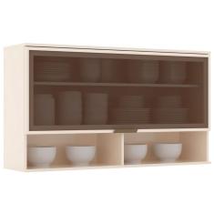 Imagem de Armário Aéreo p/ Cozinha Connect c/ 1 Porta C/vidro 120cm Off White - Henn