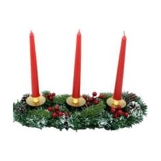 Imagem de Kit Arranjo Mesa Castiçal Centro Natal Vela Clássic Vermelha