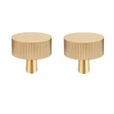 Imagem de RZDEAL 2 maçanetas de armário de latão sólido puxadores dourados puxadores de gaveta de armário puxadores modernos (25 mm x 25 mm), acabamento em latão escovado