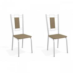 Imagem de Conjunto 2 Cadeiras Metal Florença Kappesberg Cromado/Capuccino