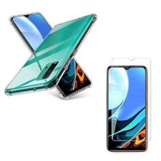 Imagem de Kit Capinha Celular Antichoque Compatível Xiaomi Redmi 9T + 2 Películas Vidro (Não Cobre Bordas Curvas do Aparelho)