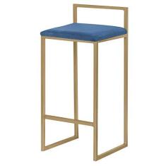 Imagem de Banqueta Decorativa Selena Base Gold Suede  Marinho - Gran Belo