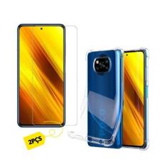 Imagem de Capinha Case Antiqueda Compatível Xiaomi Poco X3 NFC + 2 Película Vidro (Não Cobre Bordas Curvas do Aparelho)