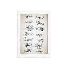 Imagem de Quadro Vintage Moldura  Aviões 33x43cm