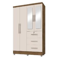 Imagem de Guarda Roupas Solteiro Com Espelho 4 Portas 3 Gavetas com pés Tokio Je