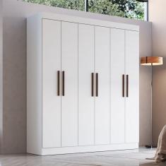 Imagem de Guarda-Roupa Casal New Xangai 6 Portas 2 Gavetas 100% Mdf Branco - Doripel