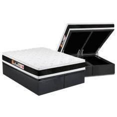 Imagem de Cama Box Baú King: Colchão Espuma Castor D45 Black E White Air Double Face + Base Gray(193X203)