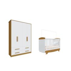 Imagem de Berço Cris e Guarda Roupa Charlo Moveis Peroba 04 gavetas MDF