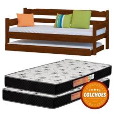 Imagem de Bicama Cor Castanho + 2 Colchoes - Nemargi