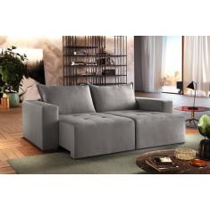 Imagem de Sofá Retrátil Urano Prata 2.20cm Almofadas Soltas - ZARAT