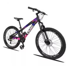 Imagem de Bicicleta Vikingx Aro 26 Câmbios Shimanos 21v Preto Rosa