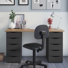 Imagem de Escrivaninha Com 10 Gavetas Artany Due Cor Nogal com Preto