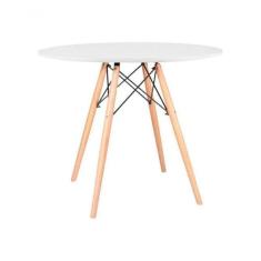 Imagem de Mesa De Jantar Redonda Eiffel Eames 110cm Tampo Madeira Branco