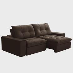 Imagem de Sofá Retrátil Reclinável 3 Lugares 210cm Argon F05 Veludo Marrom - Mpozenato
