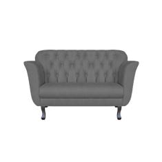 Imagem de Namoradeira Decorativa Dália Suede Cinza 2 Lugares Pés Madeira Mz Decor