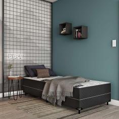 Imagem de Cama Box Solteiro Conjugada Bologna D28 Ortopédico Preta