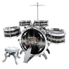 Imagem de Bateria Para Criança Musical Infantil Com Pedal E Banco Rock - Dm Toys