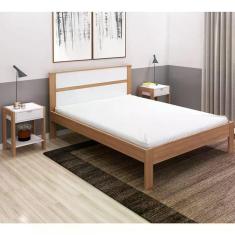 Imagem de Cama Casal Cm8005 E 02 Mesas De Cabeceira Az1016 Qt3 Amendoa Branco Tecno Mobili Amendo...