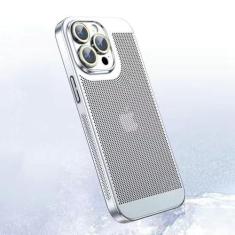 Imagem de Capa de telefone de malha respirável galvanizada de luxo para iphone 12 13 11 14 15 Pro Max 14Plus X XS Max 13Mini capa de dissipação de calor, prata, para iPhone 12 ProMax