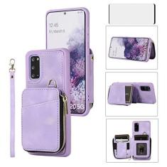 Imagem de Asuwish Capa de telefone para Samsung Galaxy S20 5G 6,2 polegadas capa carteira com protetor de tela de vidro temperado e zíper suporte para cartão de couro acessórios para celular S 20 20S UW S2O G5