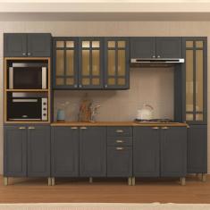 Imagem de Cozinha Completa Firenze 16 Portas 2 Gavetas com Vidro 6171.104 Chumbo