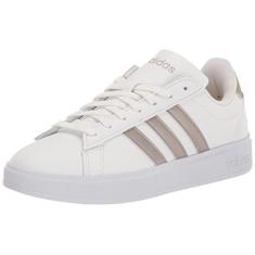 Imagem de adidas Tênis feminino Grand Court 2.0, Branco/Platin Metallic/Platin Metallic, 34