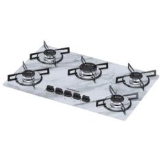 Imagem de Cooktop 5 bocas Chamalux ultra chama Bivolt Trempe de Chapa Mármore Branco