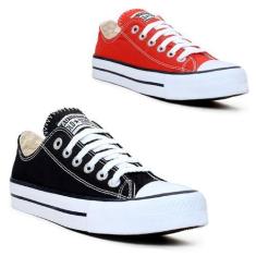 Imagem de Kit de 2 Pares de Tênis Unissex Kalum Authentic Star, Preto, Vermelho,