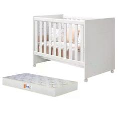 Imagem de Berço Mini Cama Katatau Branco Fosco Com Colchão D18 De 10cm - Reller Móveis Branco Fosco