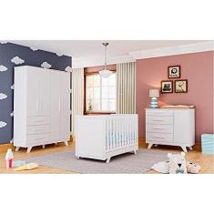 Imagem de Quarto de Bebê Completo com Guarda Roupa Cômoda e Berço 100% Mdf Jolie Retrô Espresso Móveis