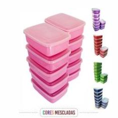 Imagem de Potes Herméticos De Plástico Para Alimentos Kit C/20 1000ml Coloridos