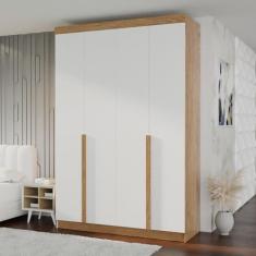 Imagem de Guarda-roupa Solteiro 4 Portas 3 Gavetas 100% Mdf Marrocos Inovata/branco Supremo/cinamomo Mel