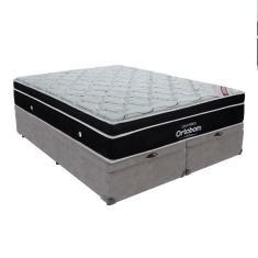 Imagem de Cama Box Queen Cinza Baú e Ortobom Elegant Molas Ensacadas EuroPillow