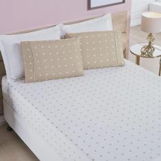 Imagem de Jogo de Cama Lençol 200 Fios Petit Poá Queen 03 Peças - Caqui