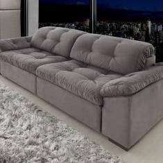 Imagem de Sofá Retrátil e Reclinável 2 Lugares 240 Cm Pérola Veludo Cinza